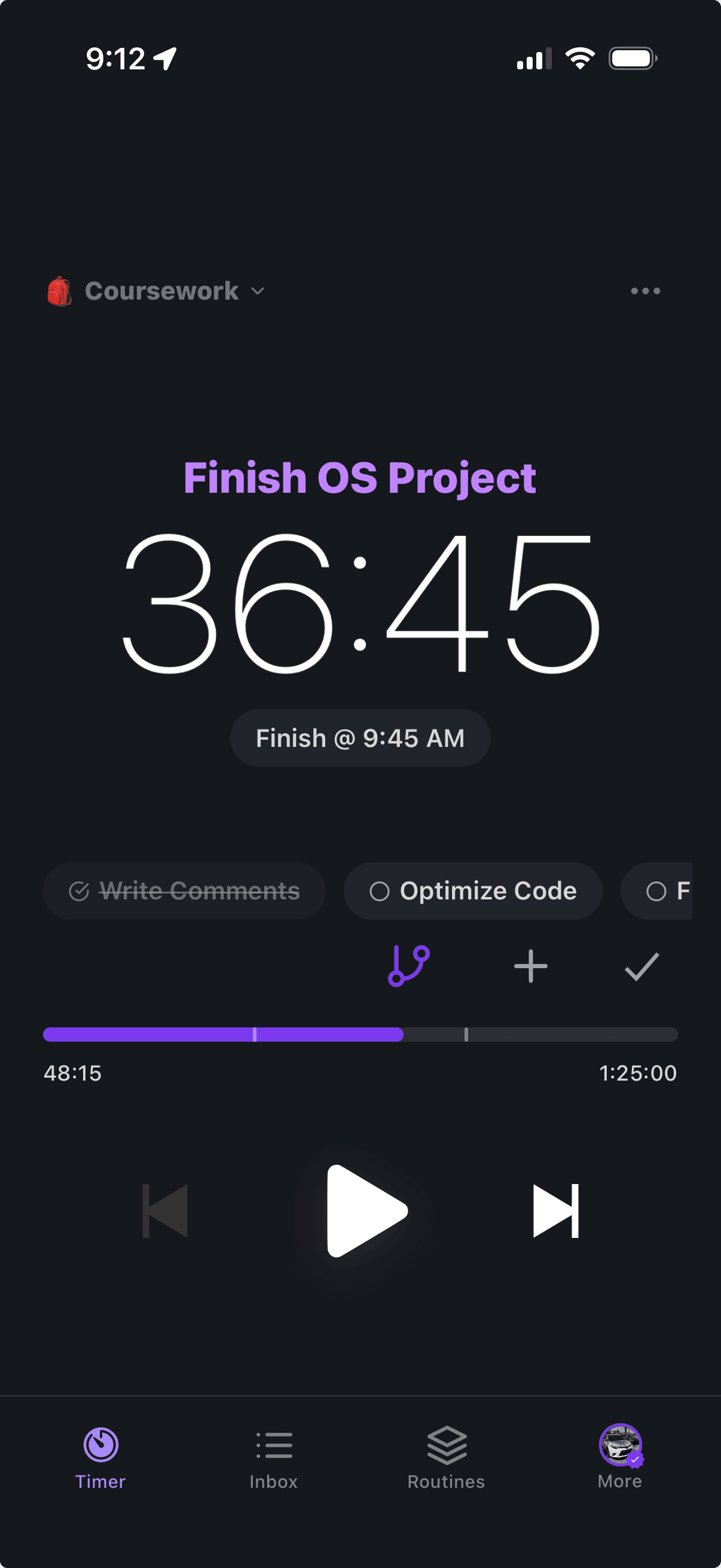 Metronome timer screen